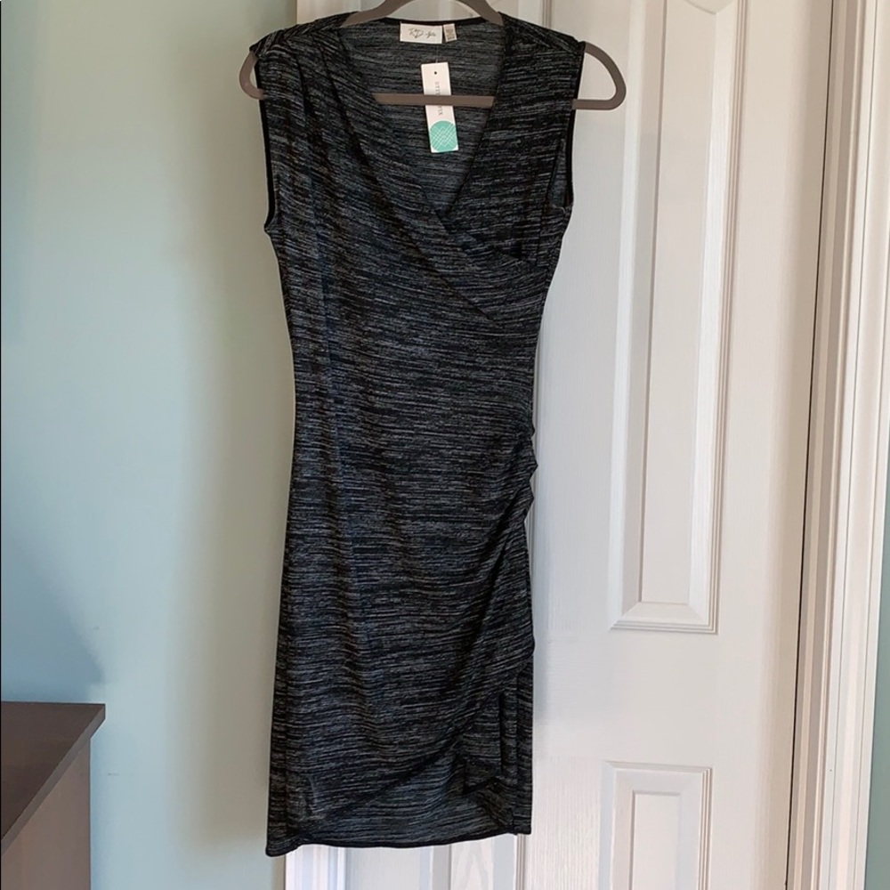 Dark grey heather dress, asymmetrical front hem